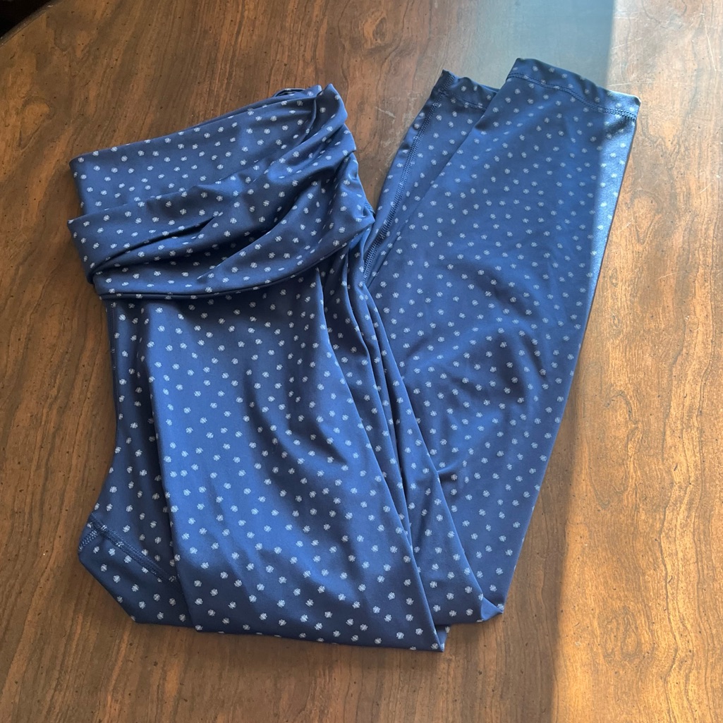 Euc $70 Nike Yoga Xl Polka Dot Twist Front Waist 7/8 Blue White Spring Leggings